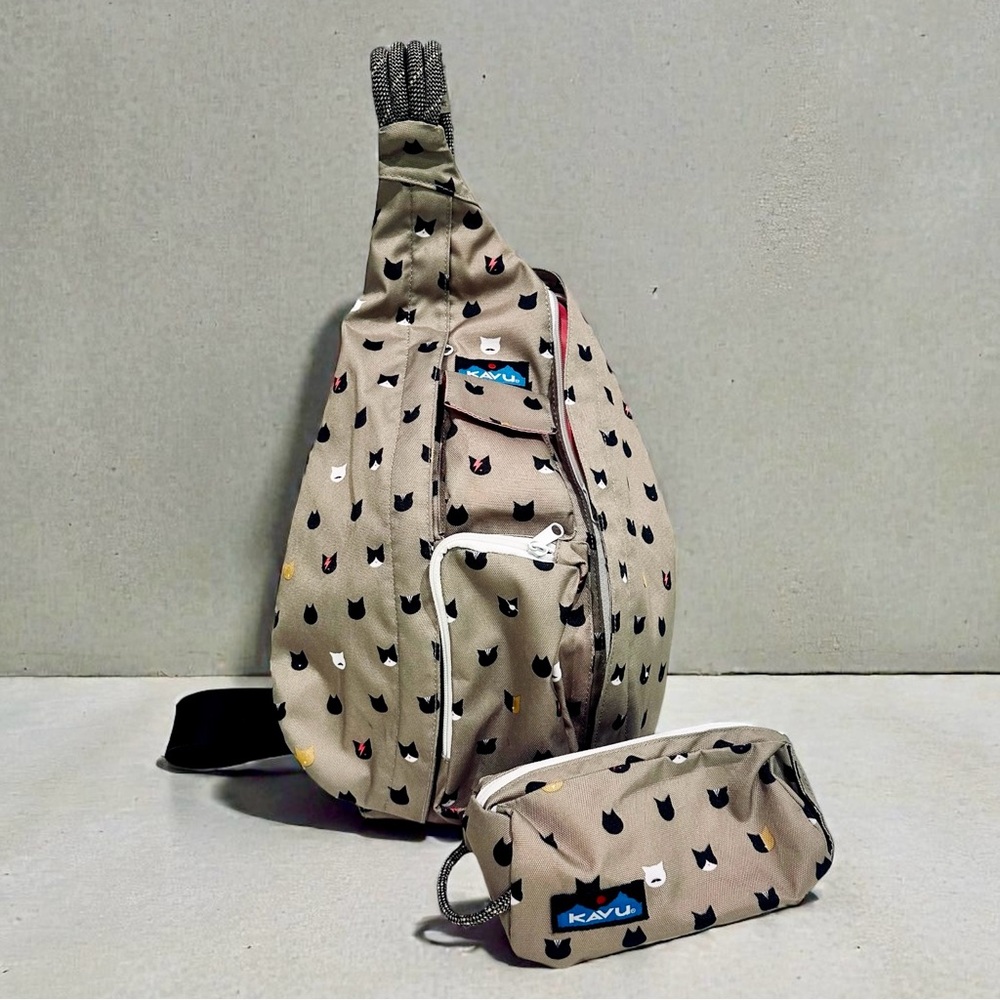 Kavu Patterned Tan Sling Backpack with Pouch